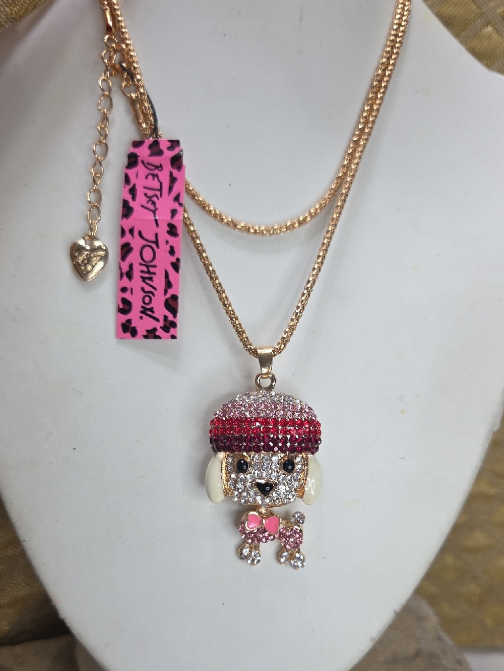 Betsey Johnson Girls' Pink Poodle Pendant Necklace - Fashion Accessory